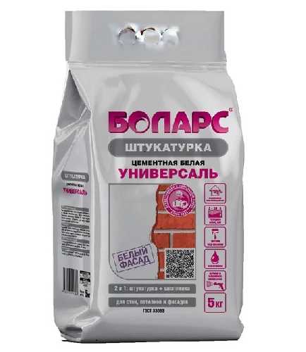 Штукатурка цементная белая УНИВЕРСАЛЬ БОЛАРС, 5 кг, мешок